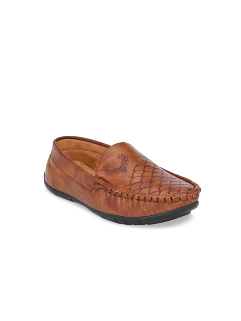 

TUSKEY Boys Tan Woven Design Loafers