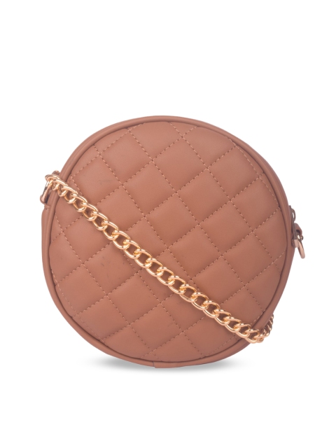 

Bagkok Tan Brown PU Quilted Sling Bag