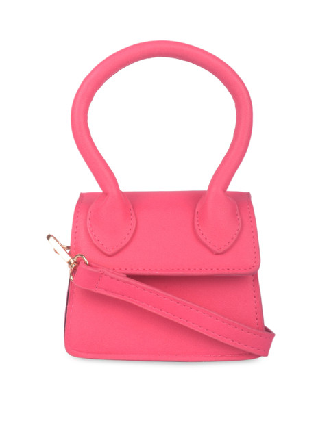 

Bagkok Pink PU Structured Shoulder Bag with Cut Work