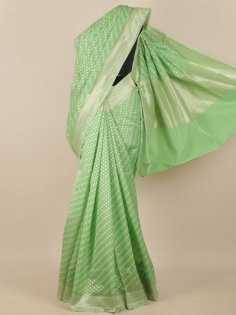 

Pothys Green & Gold-Toned Zari Pure Silk Saree