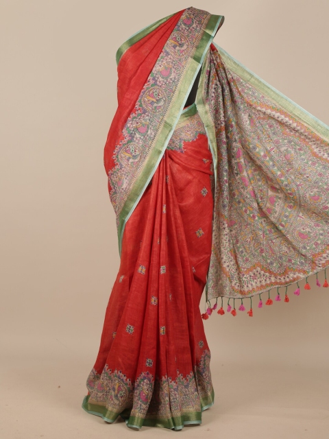 

Pothys Red & Beige Ethnic Motifs Pure Silk Saree