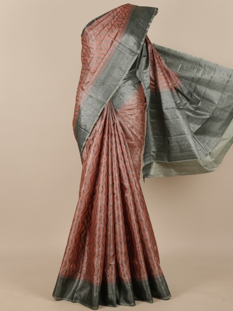 

Pothys Peach-Coloured & Grey Pure Silk Tussar Saree