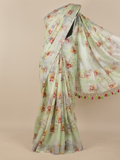 

Pothys Green & Brown Floral Pure Silk Saree