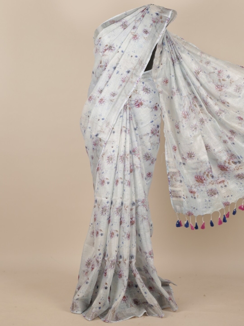 

Pothys Off White & Pink Floral Zari Pure Silk Saree