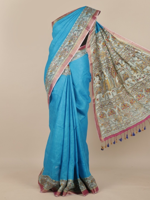 

Pothys Blue & Green Pure Silk Saree