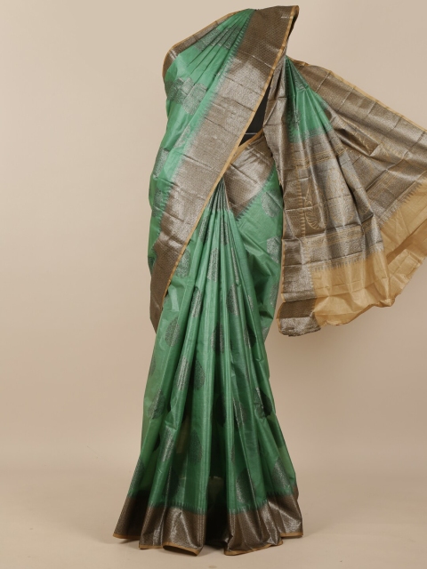 

Pothys Green & Brown Woven Design Zari Pure Silk Tussar Saree