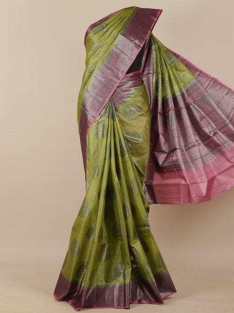 

Pothys Green & Pink Woven Design Zari Pure Silk Tussar Saree