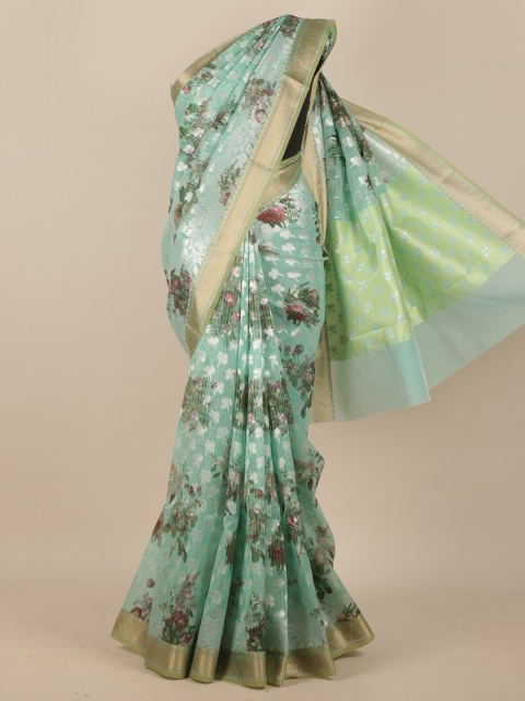 

Pothys Green & Pink Floral Pure Silk Saree