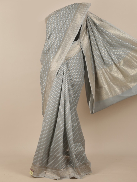 

Pothys Grey & Silver-Toned Woven Design Pure Silk Saree