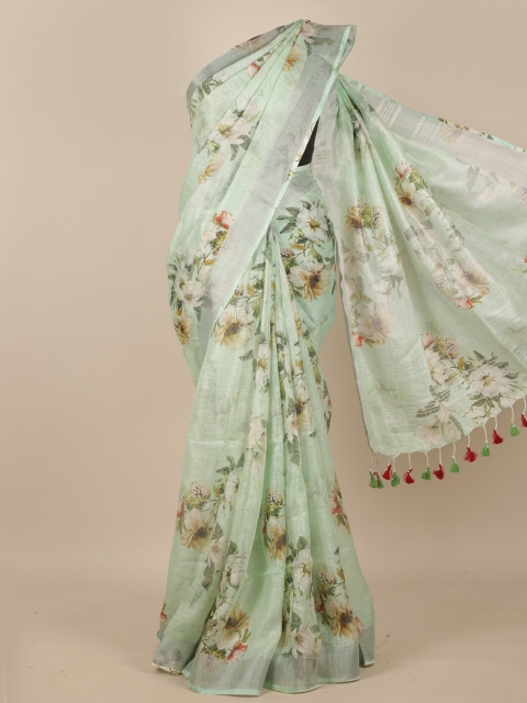 

Pothys Green & Yellow Floral Pure Silk Saree