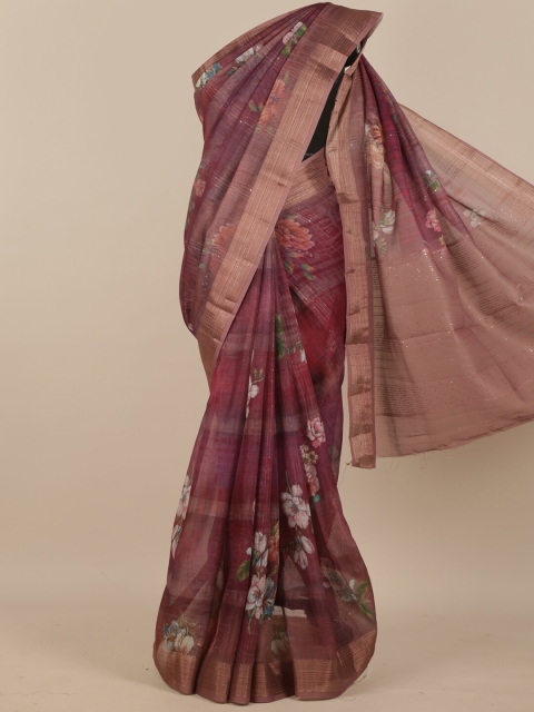 

Pothys Purple & Green Floral Pure Silk Saree
