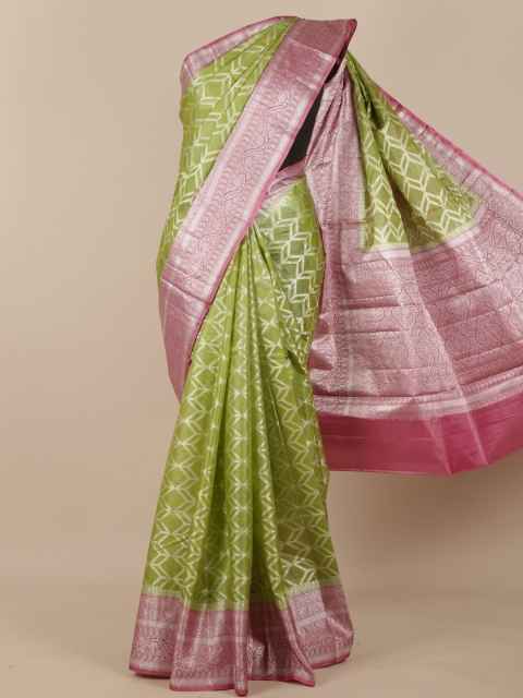 

Pothys Green & Pink Pure Silk Tussar Saree