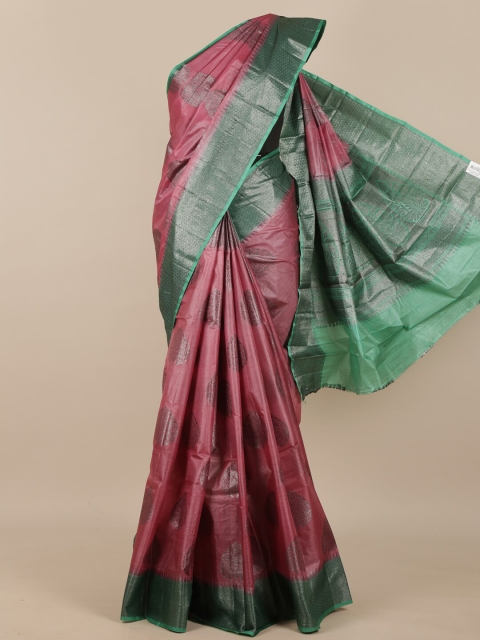 

Pothys Pink & Green Ethnic Motifs Pure Silk Tussar Saree