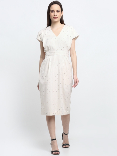 

THE UKKIYO LIFE Off White Midi Dress