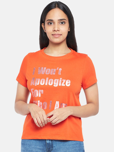 

People Women Rust Typography Printed T-shirt