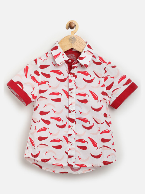 

One Friday Boys Red Printed Casual Shirt