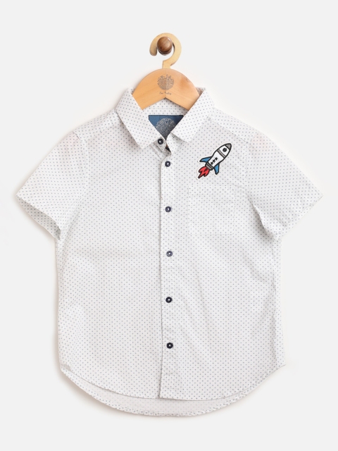 

One Friday Boys Off White Printed Casual Shirt