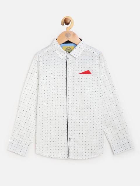 

One Friday Boys White Printed Casual Shirt