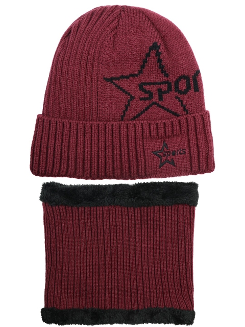 

iSWEVEN Unisex Red & Black Beanie