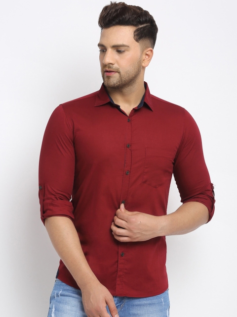 

Cantabil Men Maroon Slim Fit Casual Shirt
