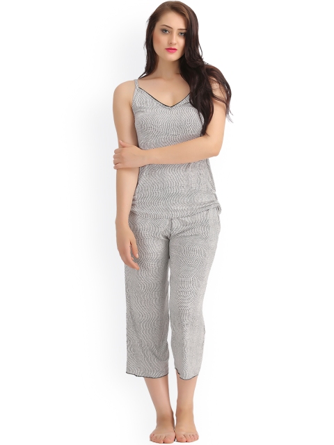 

Clovia White & Black Printed Night Suit LS0020P18XL