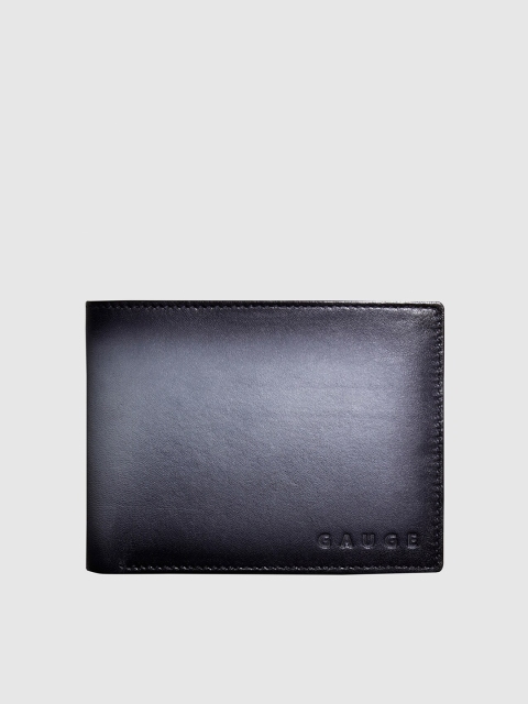 

Gauge Machine Men Black Textured Leather Two Fold Wallet