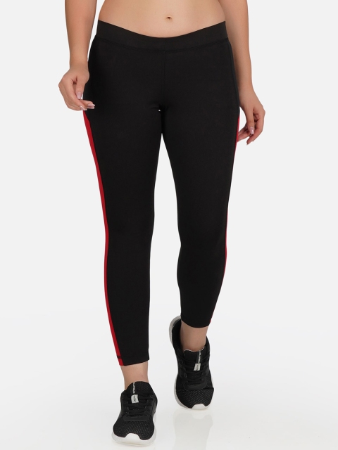 

NEU LOOK FASHION Women Black & Red Colourblocked Gym Tights