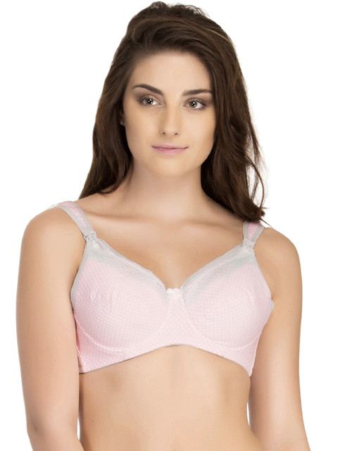 

Clovia Pink Polka Dot Print Full-Coverage Nursing Bra BR0570P22