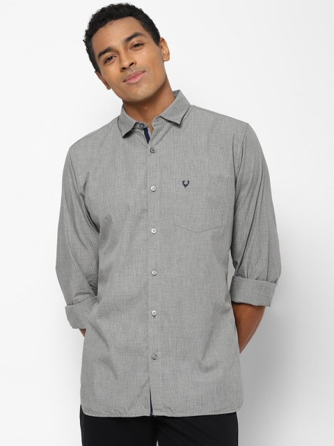 

Allen Solly Men Grey Self Design Cotton Casual Shirt