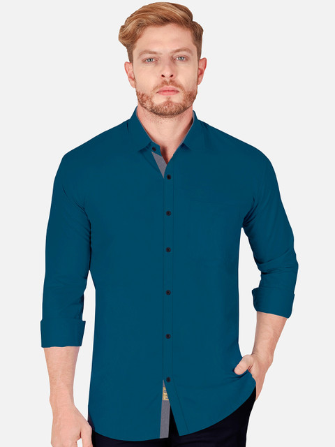 

VeBNoR Men Teal Slim Fit Casual Shirt