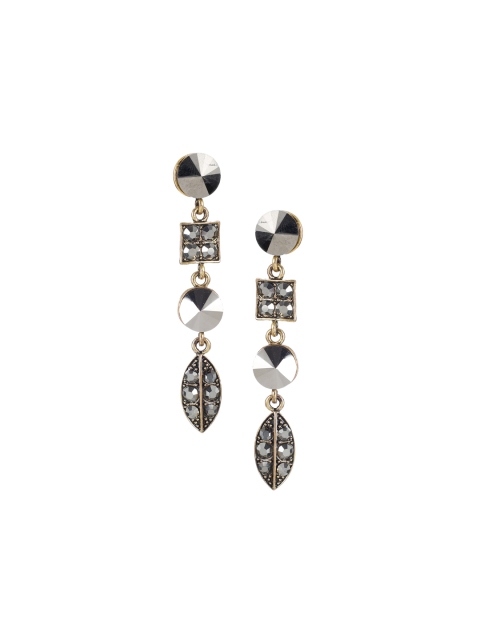 

Mali Fionna Grey Stones Studded Contemporary Drop Earrings