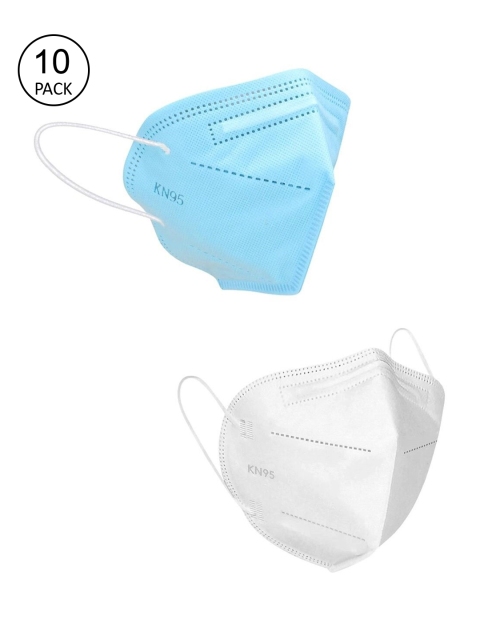 

OOMPH Unisex Pack Of 10 Solid 5-Ply Reusable Anti-Pollution KN95 Face Masks, Blue