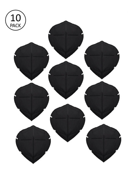 

OOMPH Adults Pack Of 10 Black Solid 5-Ply Reusable Anti-Pollution KN95 Face Masks