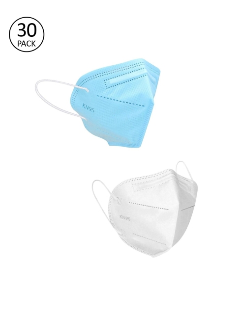 

OOMPH Unisex Pack Of 30 Solid 5-Ply Reusable Anti-Pollution KN95 Face Masks, Blue