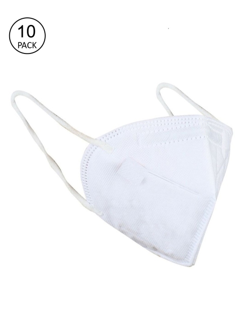 

OOMPH Unisex Pack Of 10 White Solid 5-Ply Reusable Anti-Pollution KN95 Face Masks