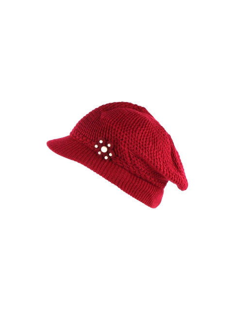 

iSWEVEN Women Red Embroidered Visor Cap