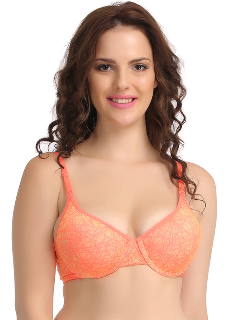 

Clovia Orange Printed Push-Up Bra BR0676P16