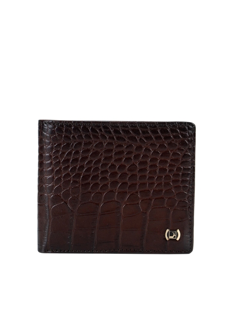 

Da Milano Men Brown Textured Leather Three Fold Wallet