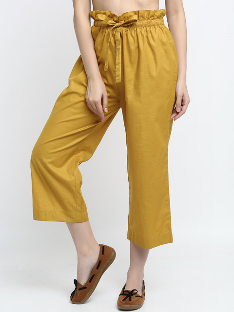 

THE UKKIYO LIFE Women Mustard Yellow Culottes Trousers