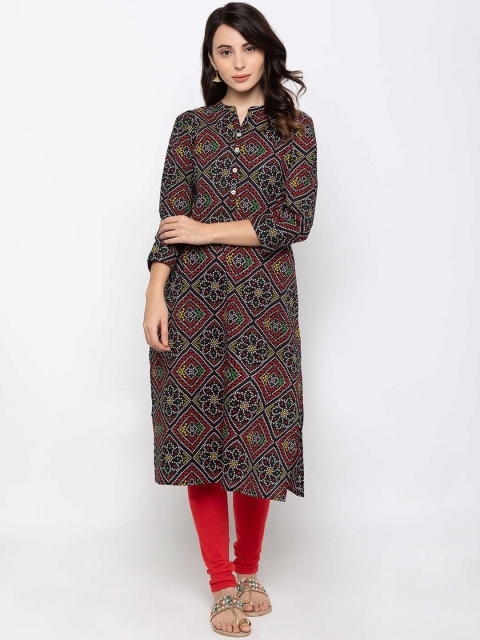 

ZOLA Women Black Bandhani Printed Kurta