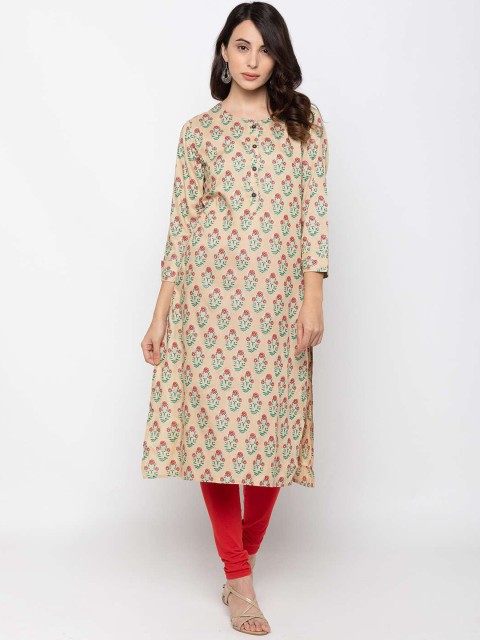 

ZOLA Women Beige Floral Printed Straight Kurta