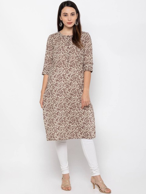

ZOLA Women Brown Striped Gotta Patti Pathani Kurta