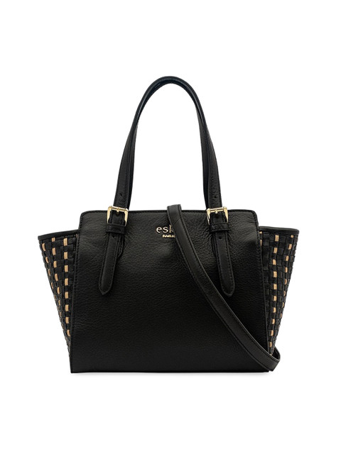 

Eske Women Black & Golden Embellished Leather Oversized Swagger Shoulder Bag