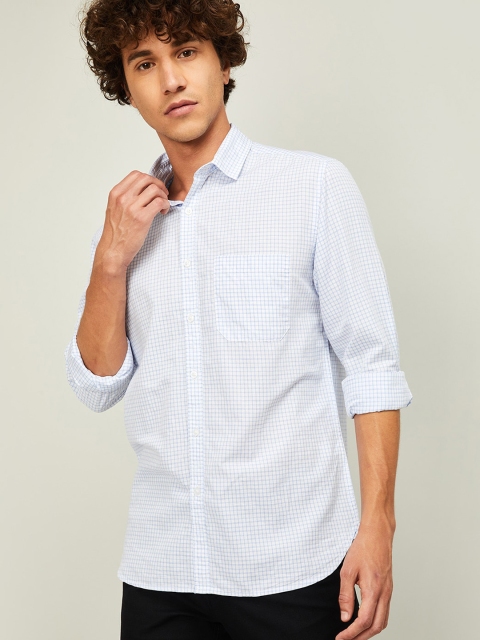 

CODE by Lifestyle Men Blue & White Slim Fit Grid Tattersall Checked Casual Shirt