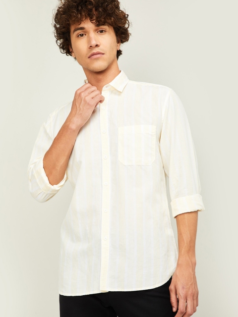 

CODE by Lifestyle Men Yellow Slim Fit Striped Casual Shirt