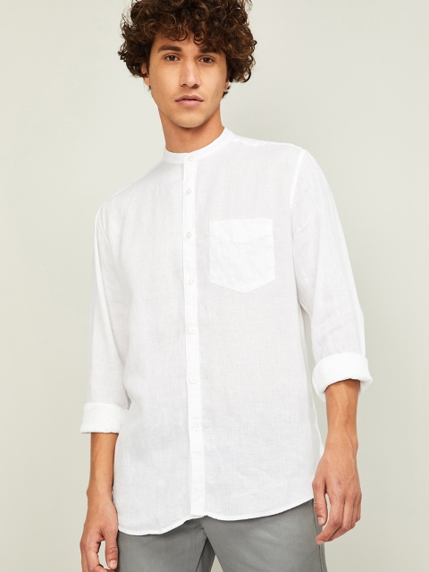 

CODE by Lifestyle Men White Slim Fit Casual Linen Shirt