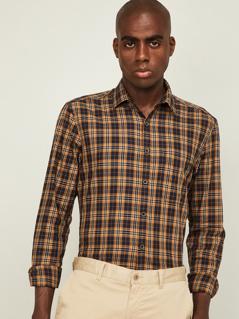 

CODE by Lifestyle Men Navy Blue Slim Fit Tartan Checks Checked Casual Shirt