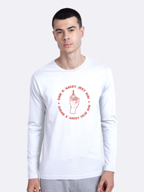 

Bewakoof Men White Typography Printed Cotton Pure Cotton T-shirt