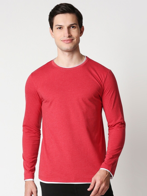 

Bewakoof Men Red Solid Cotton T-shirt