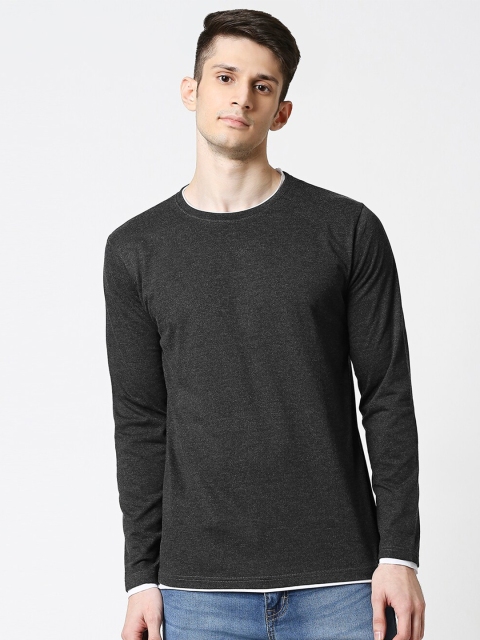 

Bewakoof Men Grey Solid Round Neck Cotton Pure Cotton T-shirt